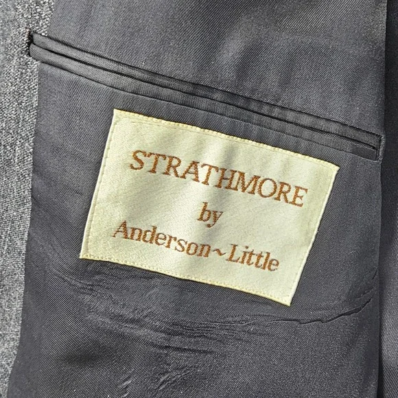 Vintage 90s STRATHMORE Sports Coat Men 40L Medium Long Gray Glen Plaid Union USA